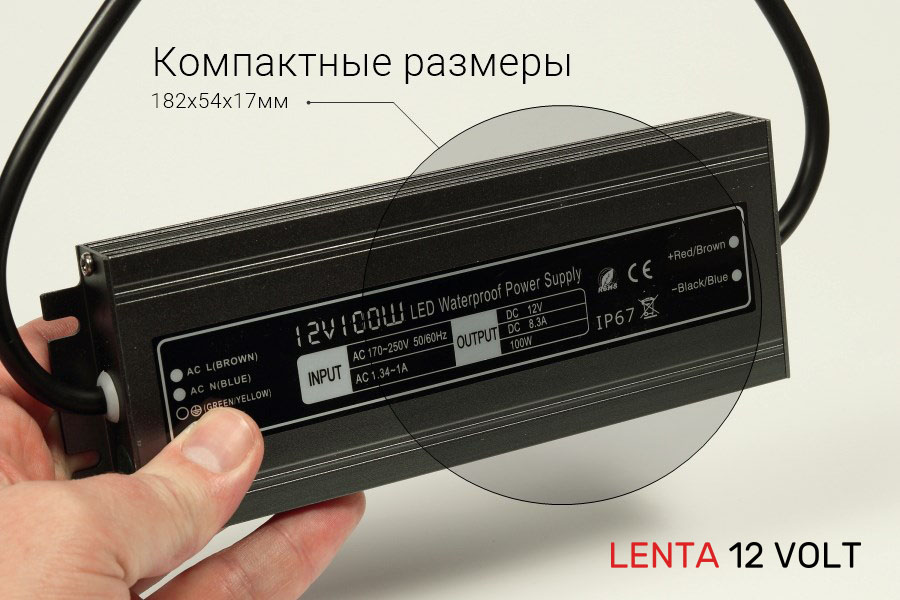 Размеры блока питания
