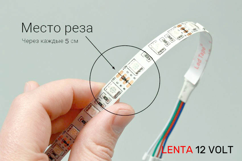 Резка светодиодной ленты по меткам