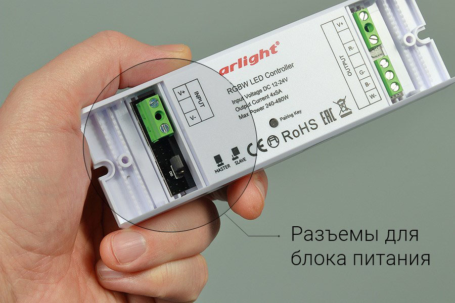 Подключение светодиодной ленты и блока питания&nbsp; к RGBW контроллеру